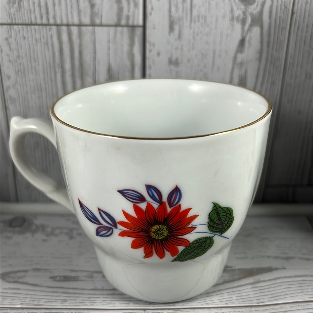JRJS Cluj Regent Porcelain Floral Mugs w/Gold Rim - Set of 4 - Made in Romania - Picture 3 of 4